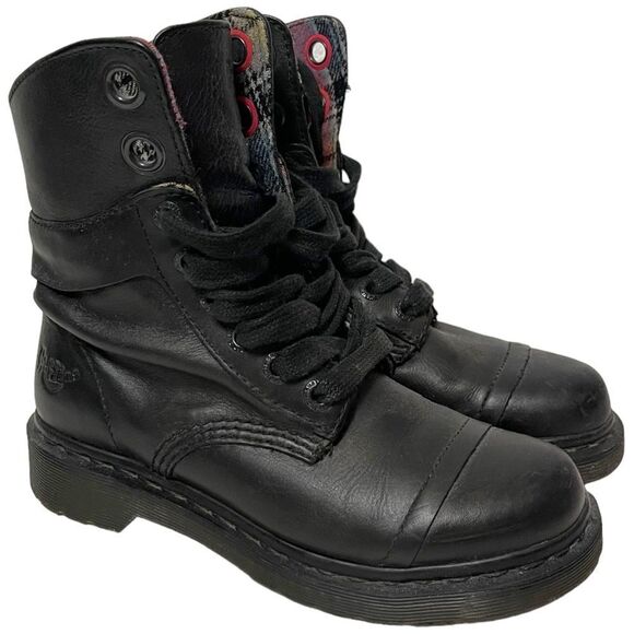 DR MARTENS #12105 Pink Plaid Flannel Lined Fold Down Boots 6 - Picture 13 of 13